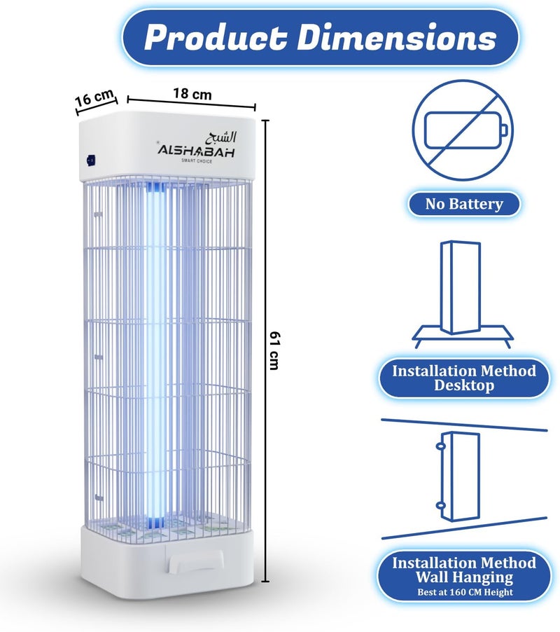 Alshabah Original Mosquito Killer, 3800V Smart Killer Mosquito Lamp with UV Light, High Powered Bug Zapper for Indoor, Kitchen, Patio, Backyard, White - Image 2