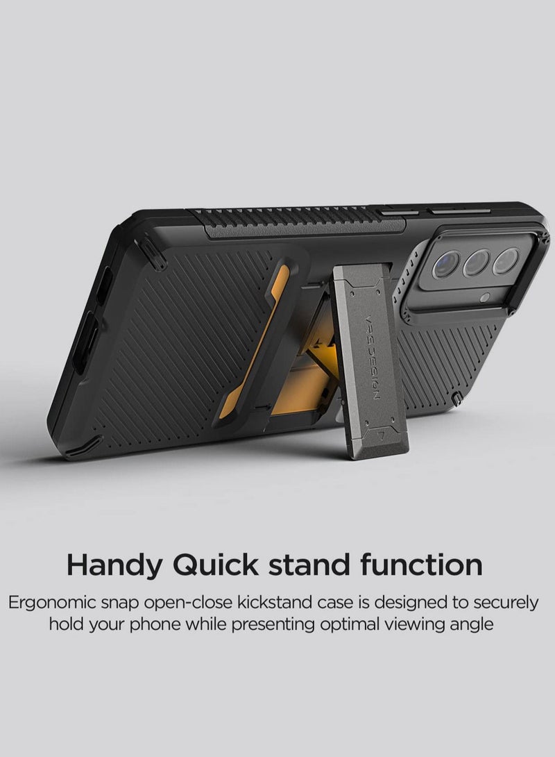VRS Design Quick Stand Pro for Samsung Galaxy S21 FE 5G Case Cover with Kickstand (2022) - Black  - Image 2