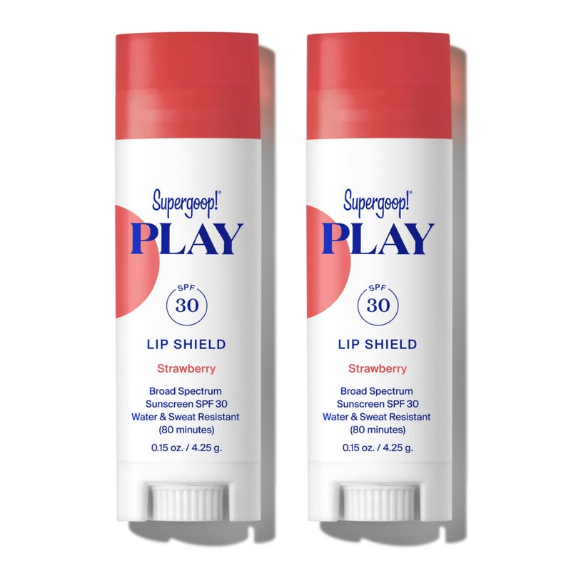 Supergoop! PLAY Lip Shield SPF 30 with Strawberry - Pack of 2 - Moisturizing Lip Treatment for Dry Cracked Lips - Broad Spectrum UV Protection - Image 1