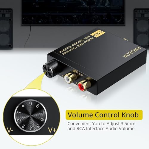 PROZOR DAC Converter 192Khz Digital to Analog Audio Decoder with Volume Control Support 5.1CH DTS Dolly-AC3 Coaxial SPDIF Toslink Optical to RCA Adapter for HDTV Blu-ray DVD PS3 Home Cinema System - Image 4