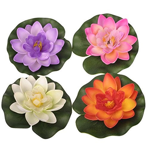 Ewandastore Ewanda store Set of 4pcs Floating Pond Decor Water Lily/Lotus Foam Flower - Image 1