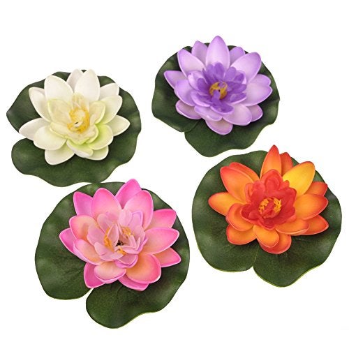 Ewandastore Ewanda store Set of 4pcs Floating Pond Decor Water Lily/Lotus Foam Flower - Image 3