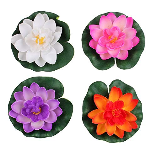 Ewandastore Ewanda store Set of 4pcs Floating Pond Decor Water Lily/Lotus Foam Flower - Image 4