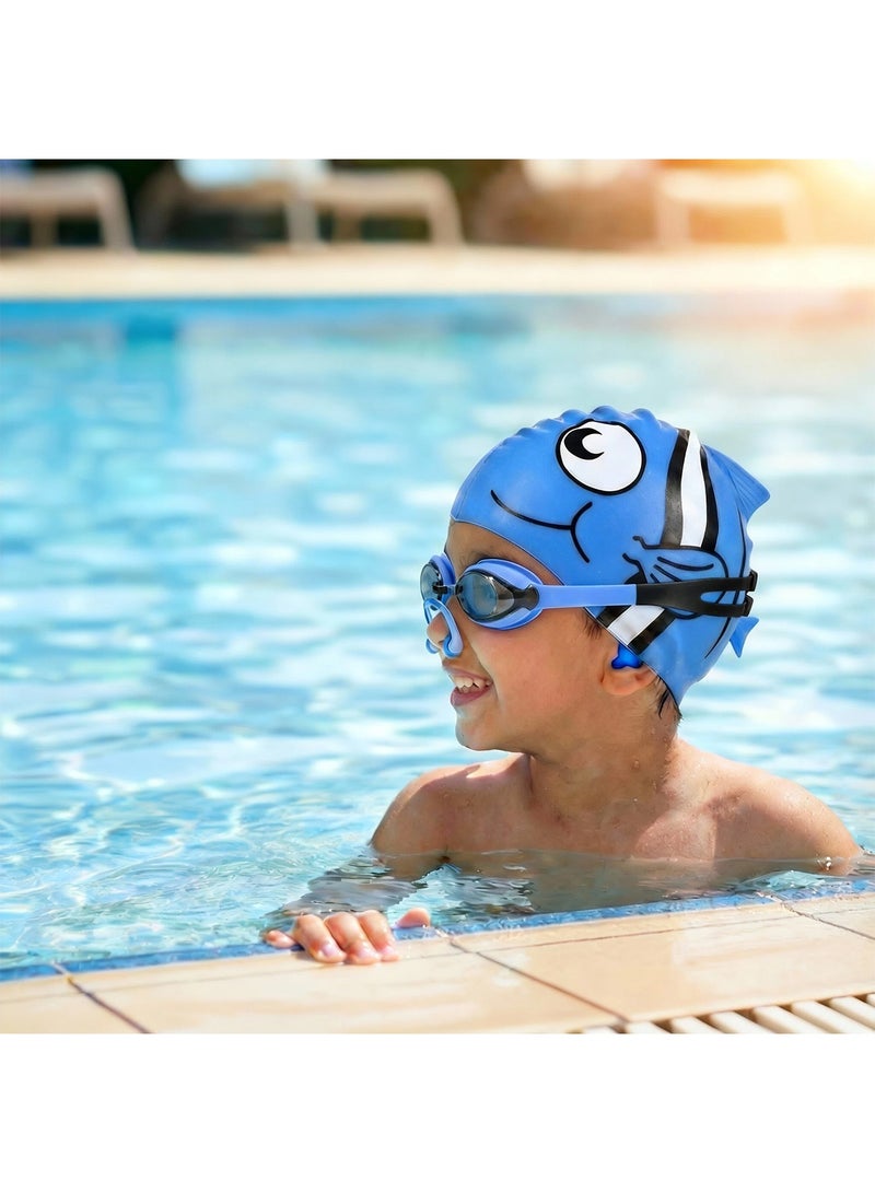 Aurafly Children's Swimming Goggles Set, With Cartoon Swimming Cap, Nose Clip And Ear Plugs, Waterproof And Anti-fog, Professional Swimming Goggles, Clear Underwater Vision, Suitable For Children Aged 3-15 - Image 4