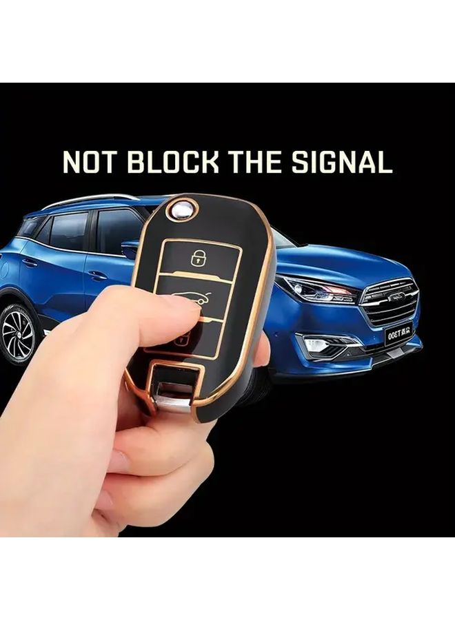 New Black TPU Car Flip Key Case Cover Shell For Peugeot 208 308 408 508 2008 3008 4008 5008 Citroen C3 C4 Cactus C6 C8 Accessories Model B - Image 4