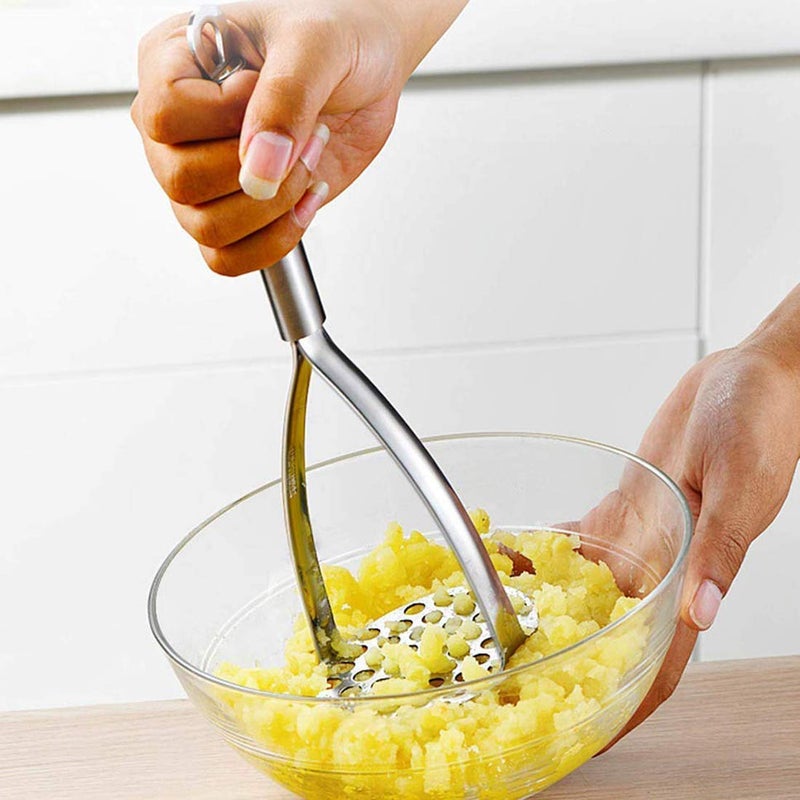 LEGION Stainless Steel Potato Crusher Vegetable Masher Pav Bhaji Masher Silver Pack of 1 - Image 2