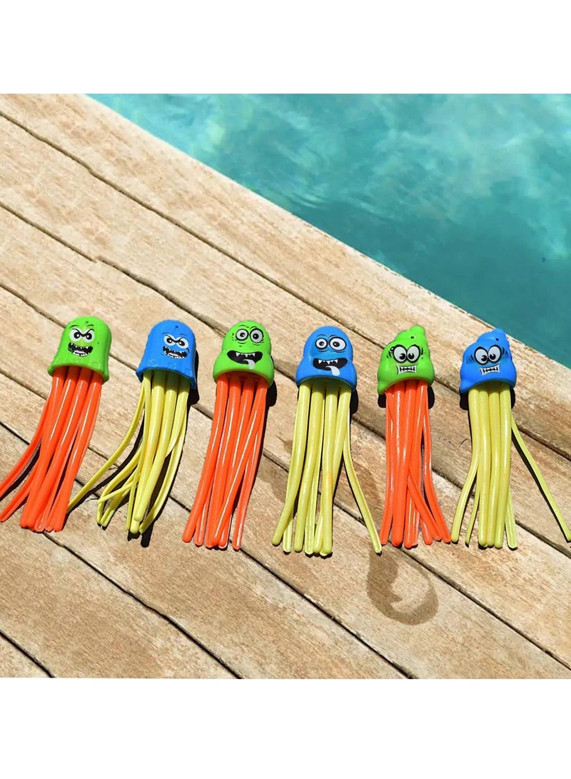 Rwnq Fast Diving Squid Toy Set – 6 Pieces – Made from durable, child-safe plastic with bright, multicolored designs that capture kids’ attention and make water play more exciting. Helps improve swimming skills and hand-eye coordination as children dive to retrieve them underwater. Perfect for pool or beach fun during vacations and summer activities – kids’ toys – pool toys – beach toys – water play toys – swimming accessories – summer gifts for children - Image 4