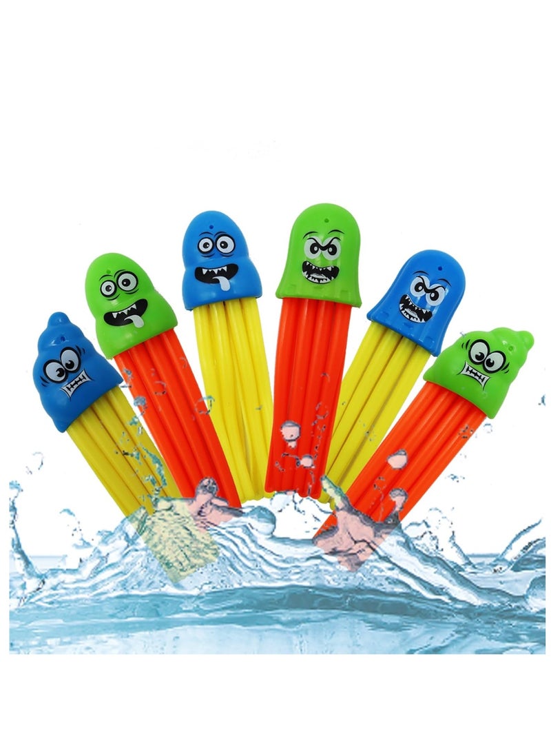 Rwnq Fast Diving Squid Toy Set – 6 Pieces – Made from durable, child-safe plastic with bright, multicolored designs that capture kids’ attention and make water play more exciting. Helps improve swimming skills and hand-eye coordination as children dive to retrieve them underwater. Perfect for pool or beach fun during vacations and summer activities – kids’ toys – pool toys – beach toys – water play toys – swimming accessories – summer gifts for children - Image 1