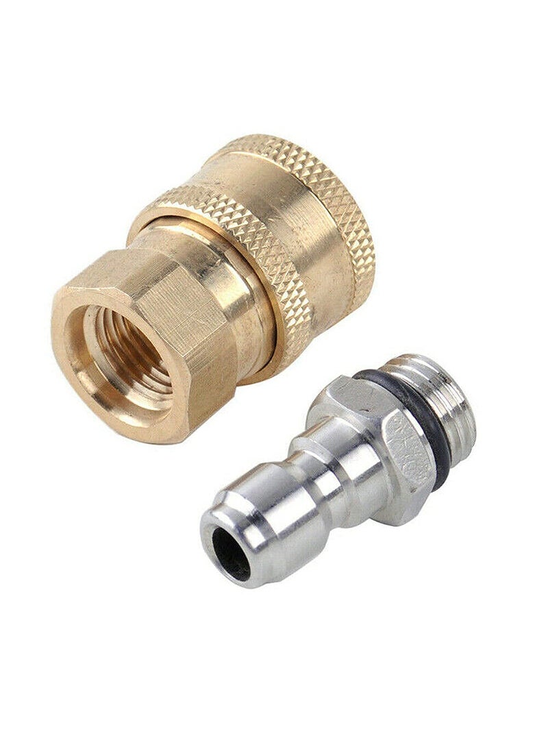 Aimex Aimex Quick Connector Coupler Set Adapter for Pressure Washer Gun 14 Steel and 14 Brass  - Image 1