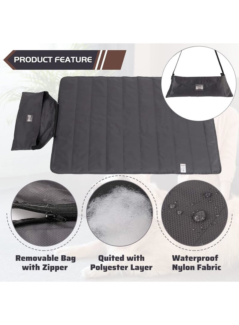 SOLARAE Outdoor Pet Dog Mat Pad, 39"x 28" Portable Reversible Outdoor Dog Bed, Reusable Waterproof Pet Sleeping Mat, Easy to Clean, Camping Travel Pet Mat for Small Medium Large Dogs, Black - Image 2