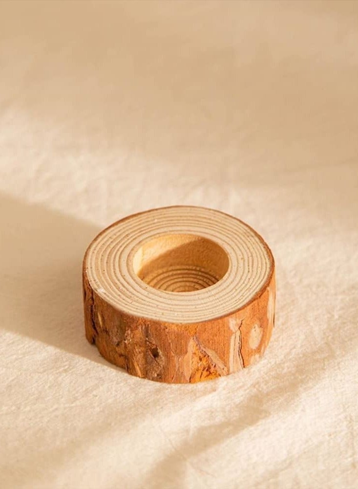 Wooden Tea Light Candle Holders, Rustic Wood Candle Holder Set for Wedding Centerpieces for Table, Party Home Decoration 10 PCS - Image 4