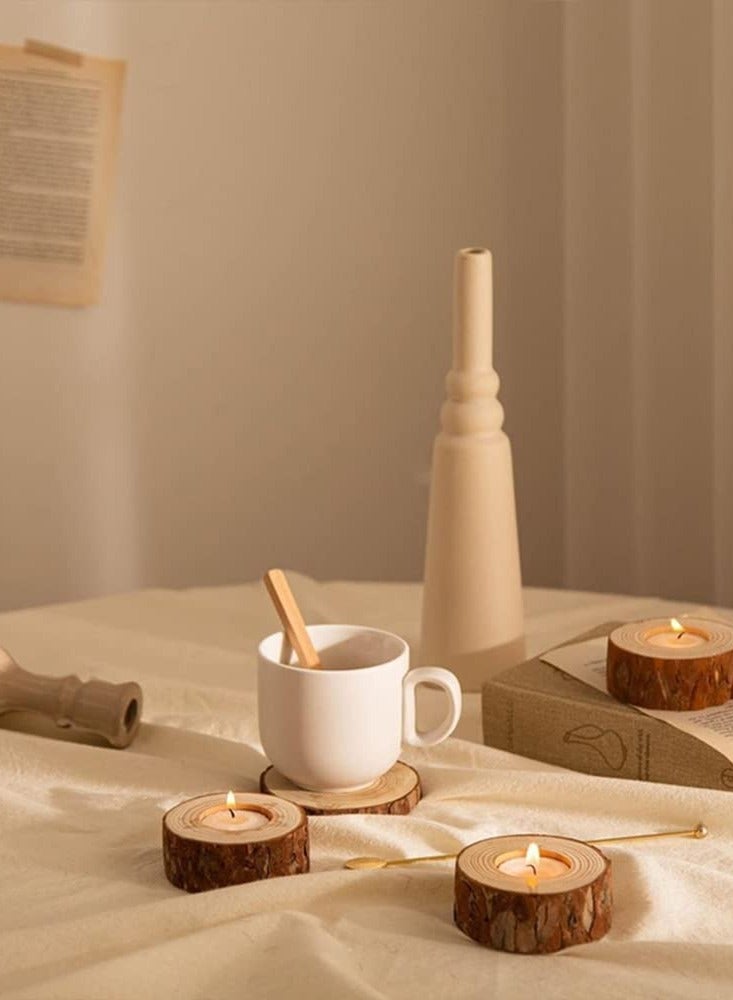 Wooden Tea Light Candle Holders, Rustic Wood Candle Holder Set for Wedding Centerpieces for Table, Party Home Decoration 10 PCS - Image 3