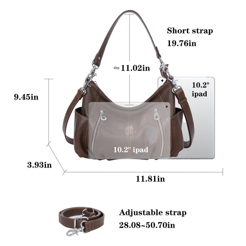 HESHE Genuine Leather Purses for Women Shoulder Hobo Bag Crossbody Satchel Handbags Designer Ladies Totes Purse - Image 3