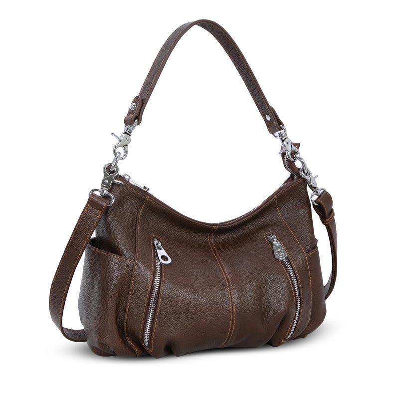 HESHE Genuine Leather Purses for Women Shoulder Hobo Bag Crossbody Satchel Handbags Designer Ladies Totes Purse - Image 1