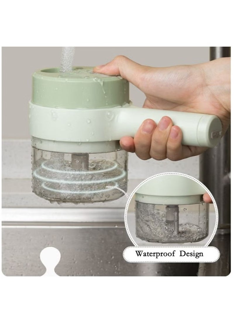 Raxoom 4 in 1 Handheld Electric Vegetable Cutter Set, Mini Hand-held Wireless Electric Garlic Mud Masher Chopper, Mixer Auxiliary Food Slicer Dicer for Garlic Pepper Chili Onion - Image 5