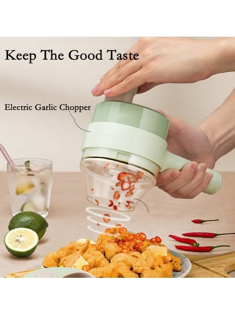 Raxoom 4 in 1 Handheld Electric Vegetable Cutter Set, Mini Hand-held Wireless Electric Garlic Mud Masher Chopper, Mixer Auxiliary Food Slicer Dicer for Garlic Pepper Chili Onion - Image 2