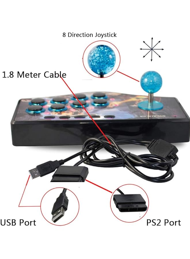 NALACAL عصا تحكم قتالية 3 في 1، عصا تحكم قتالية، عصا تحكم لعبة قتالية، وحدة تحكم لعبة أركيد كلاسيكية، عصا تحكم أركيد لأجهزة الكمبيوتر / بلاي ستيشن 3 / أندرويد تي في بوكس / راسبيري باي / ريترو باي - Image 4