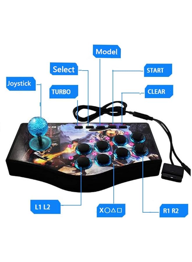 NALACAL عصا تحكم قتالية 3 في 1، عصا تحكم قتالية، عصا تحكم لعبة قتالية، وحدة تحكم لعبة أركيد كلاسيكية، عصا تحكم أركيد لأجهزة الكمبيوتر / بلاي ستيشن 3 / أندرويد تي في بوكس / راسبيري باي / ريترو باي - Image 5