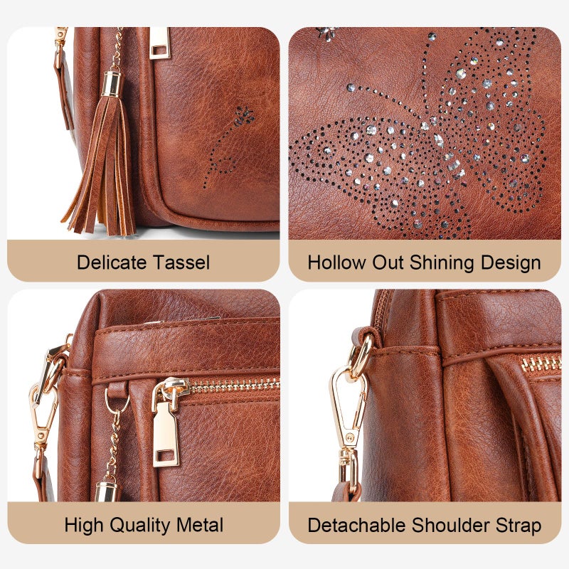 KITEVIUN Crossbody Bags for Women Trendy Leather Crossbody Purse Shoulder Handbags Butterfly Design - Image 4