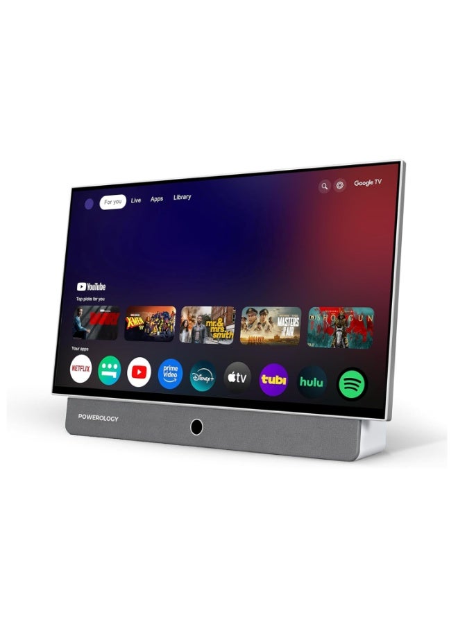 Powerology Portable FHD TV 1080P,Portable Smart Tv, Rechargeable 27 Inch, 7h Watch Time, Android TV with Speakers, Google Assistant, Google tv, Shahid, Netflix, for Camping, Kitchen, Bedroom - Image 1