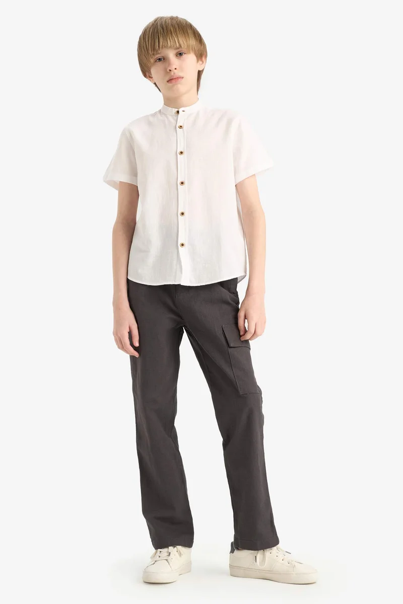 ديفاكتو Boy Regular Fit Mandarin Collar Long Sleeve Shirt