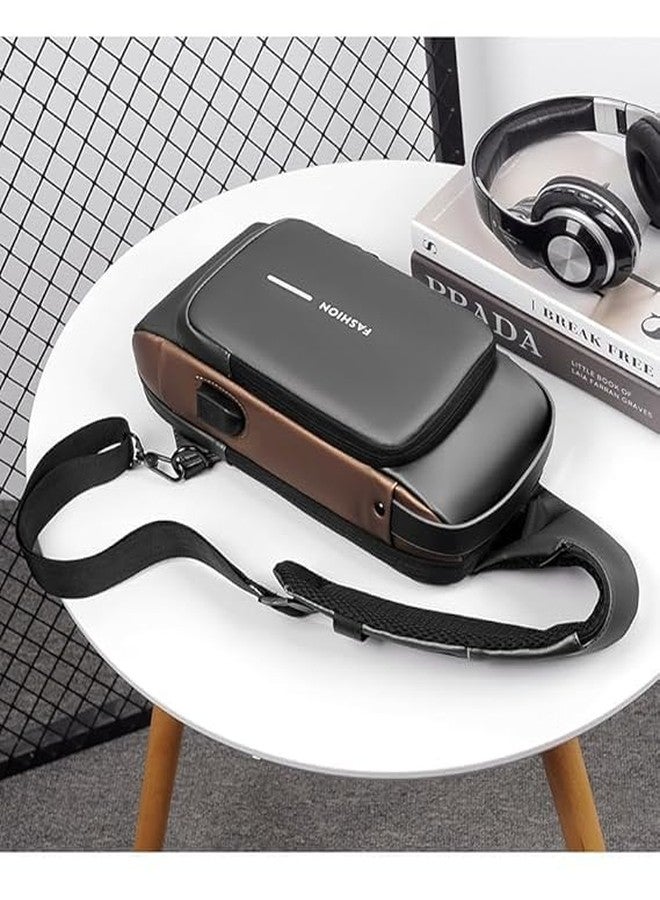 Simxen Anti-Theft Sling Bag Business Men Bag Chest Crossbody Bags with USB Charging Port Waterproof Small Backpack for Outdoor Work Hiking Running Sport Travel Bag - Image 2