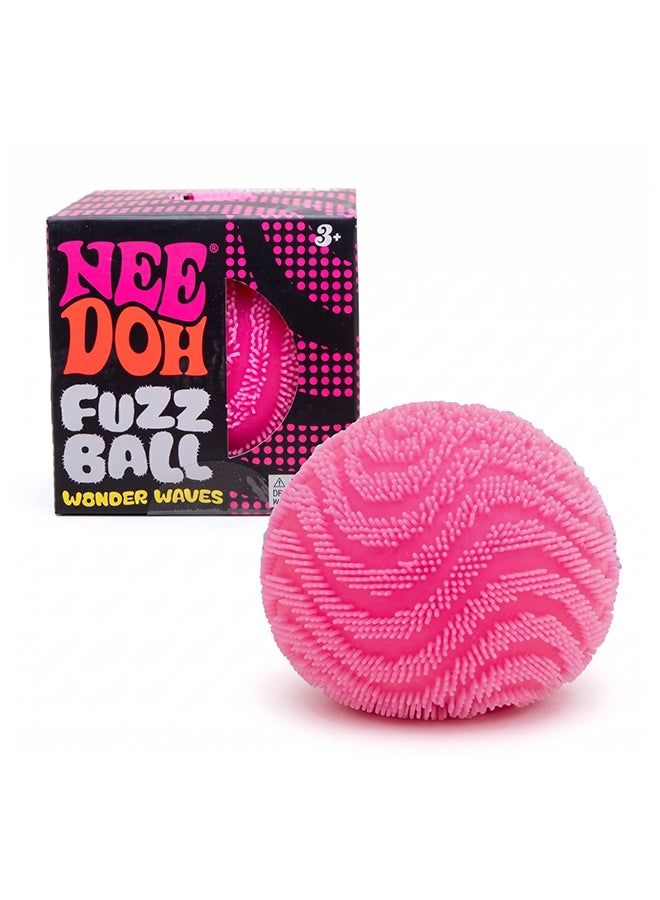 Schylling NeeDoh Fuzz Ball pink - Sensory Toy with a Velvet Texture and Soft Cloud Squish - Wavy Pattern You Can See and Feel - Ages 3 and Up -  One Per Pack (Wonder Waves) - Image 1
