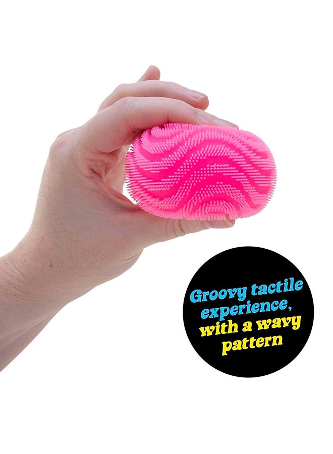 Schylling NeeDoh Fuzz Ball pink - Sensory Toy with a Velvet Texture and Soft Cloud Squish - Wavy Pattern You Can See and Feel - Ages 3 and Up -  One Per Pack (Wonder Waves) - Image 2
