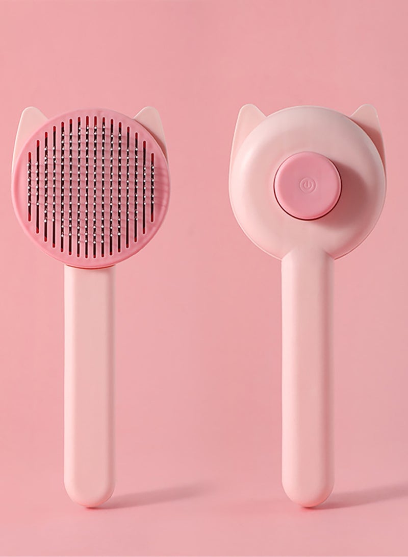 Generic Pet Cat Grooming Brush, Self-Cleaning Slicker Brush for Cats, Long and Short Hair, Stainless Steel Bristles, Ergonomic Handle - Image 1