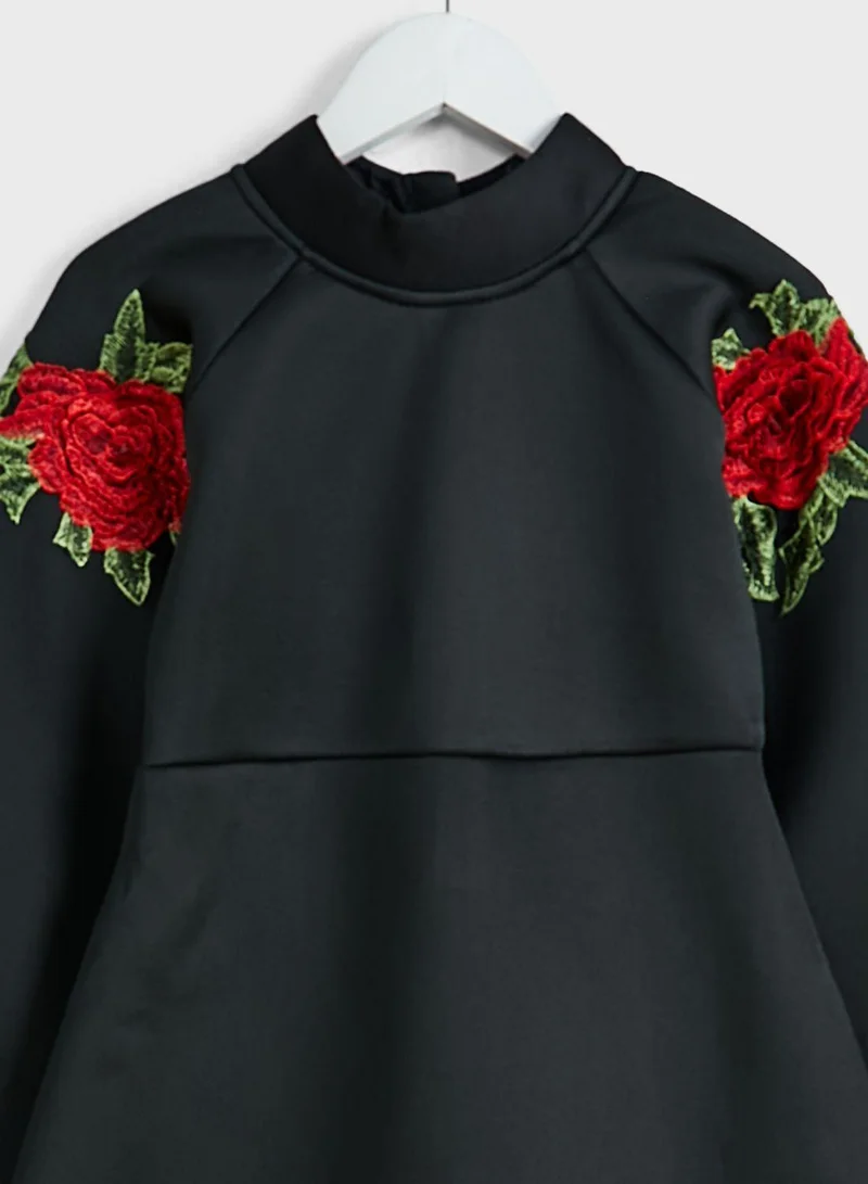 Little Golden Apple Rose Embroidered Dress