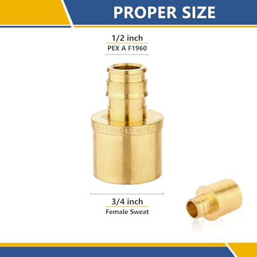 GUOFIS 5Pack GUOFIS PEX A Expansion Brass Fittings12 Pex X 34 Female Sweat Adapter Only for Pexa TubingOver the Copper PipeASTM F1960PEX19600585Pack - Image 3