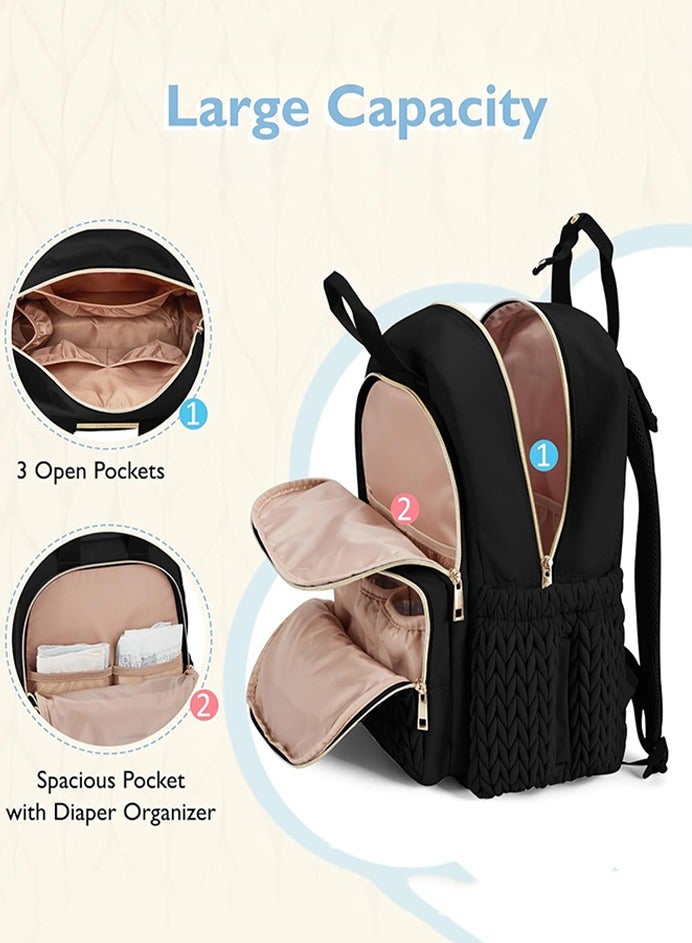 0TO1 TECH Diaper Bag Backpack, Baby Bag with Changing Station & Toy Bar, Baby Girl Boy Diaper Bag for Dad Mom Travel, Large Capacity, USB Port, Black - Image 2