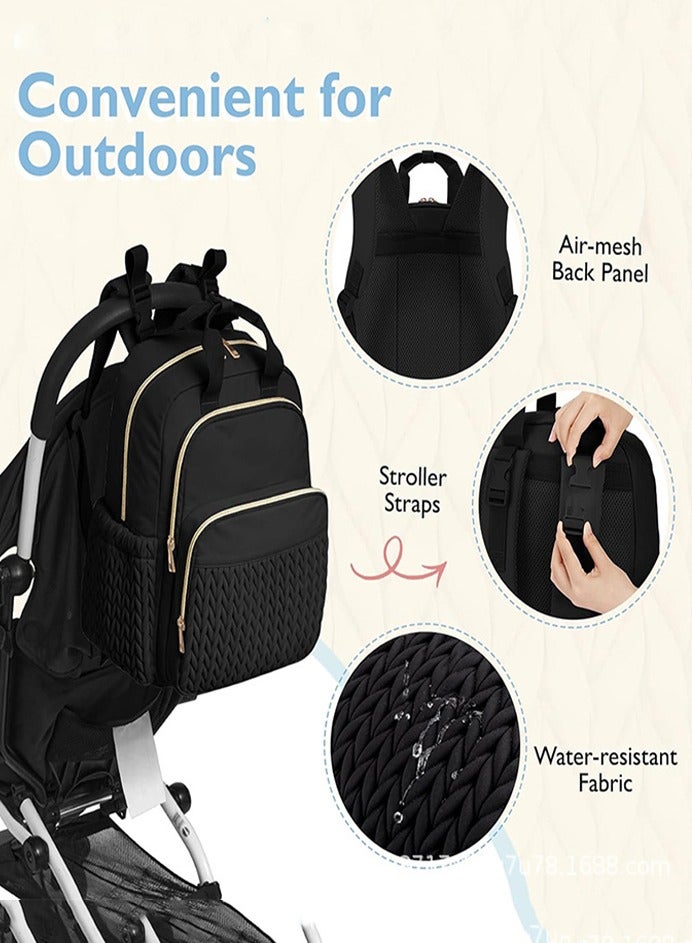 0TO1 TECH Diaper Bag Backpack, Baby Bag with Changing Station & Toy Bar, Baby Girl Boy Diaper Bag for Dad Mom Travel, Large Capacity, USB Port, Black - Image 4