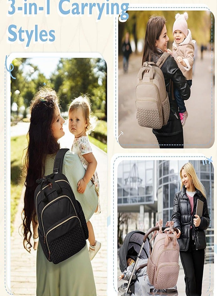 0TO1 TECH Diaper Bag Backpack, Baby Bag with Changing Station & Toy Bar, Baby Girl Boy Diaper Bag for Dad Mom Travel, Large Capacity, USB Port, Black - Image 5