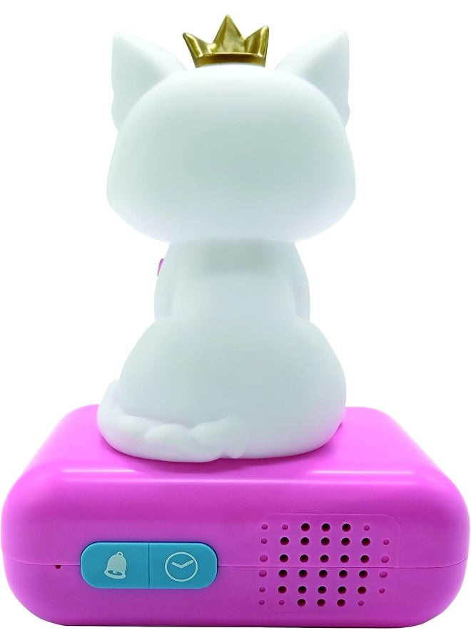 Lexibook Kitten Digital Nightlight Alarm Clock for Kids Bedroom, Cute Cat Themed Alarm Clock with LCD Backlit Display, Soft Luminous Night Light, Snooze Function, Built-in Alarm Sounds, White and Pink Children's Table Clock for Boys and Girls, Educational Time Learning Clock - Image 2