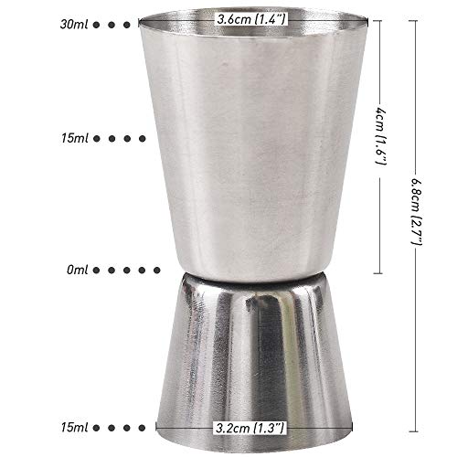 Newk Double Jigger for Bartending, 1/2 & 1 Oz(15 & 30 ML) Stainless Steel Cocktail Measuring Jigger (Set of 4) - Image 2
