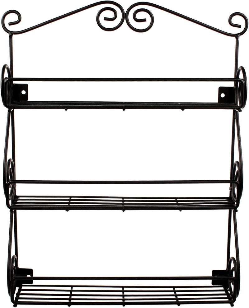Spectrum Diversified Scroll Spice Wall Mount Rack in Black - 3-Tier Kitchen Organizer - Image 2