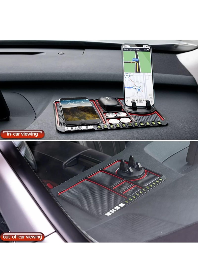 Plan A - 6 in 1 Multifunctional Car Dashboard Mat, Anti-Slip Car Phone Holder, Stable Phone Pad, Owner's Phone Number Place, Prevent Items Slipping on the Dashboard, Suitable for All Phones and Vehicles - Image 1