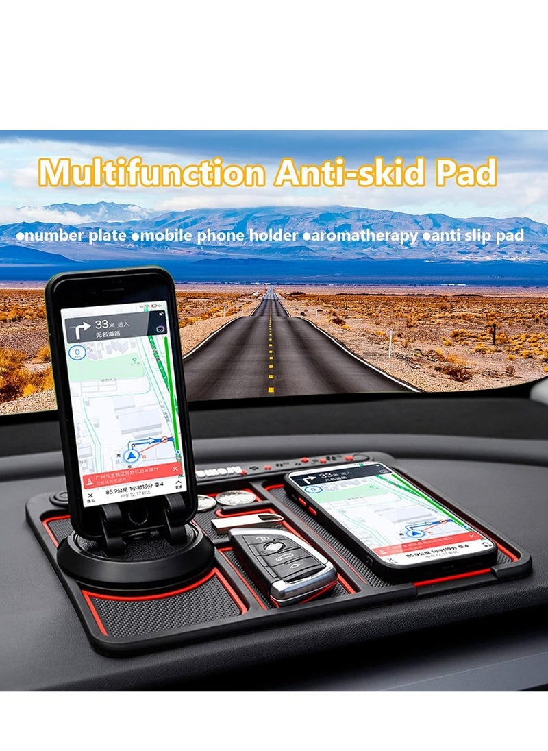 Plan A - 6 in 1 Multifunctional Car Dashboard Mat, Anti-Slip Car Phone Holder, Stable Phone Pad, Owner's Phone Number Place, Prevent Items Slipping on the Dashboard, Suitable for All Phones and Vehicles - Image 1