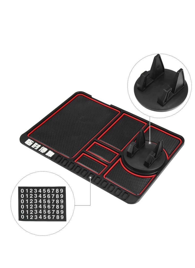 Plan A - 6 in 1 Multifunctional Car Dashboard Mat, Anti-Slip Car Phone Holder, Stable Phone Pad, Owner's Phone Number Place, Prevent Items Slipping on the Dashboard, Suitable for All Phones and Vehicles - Image 1