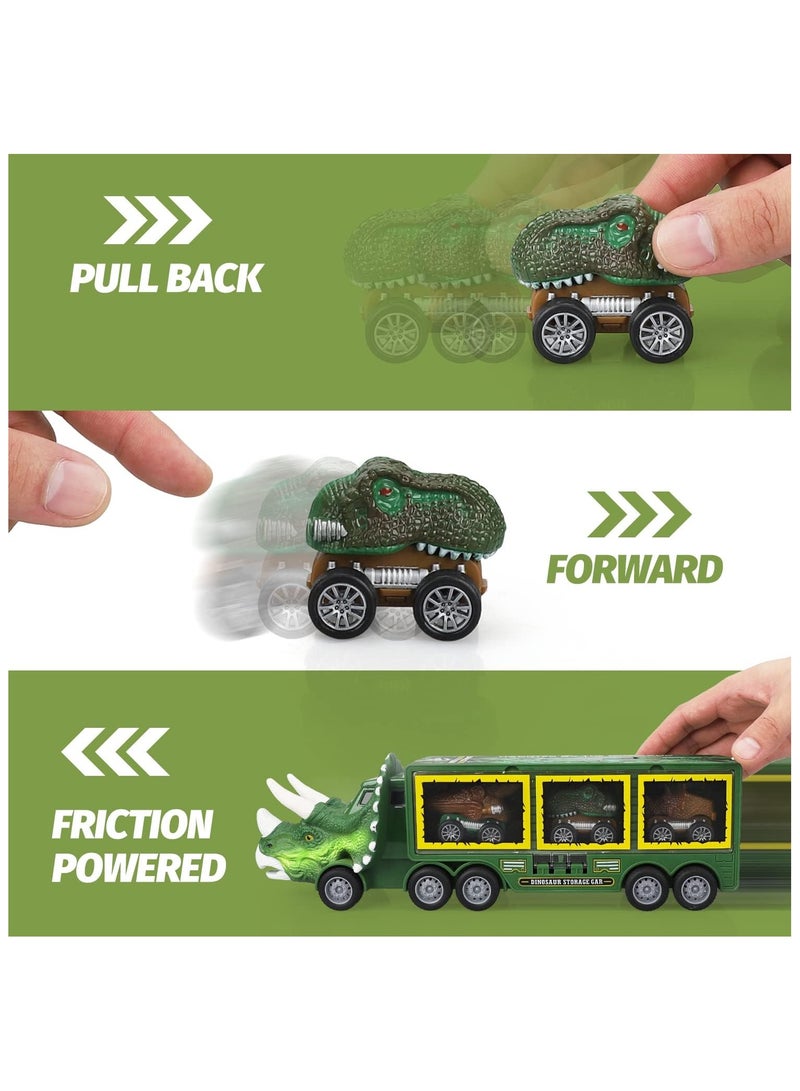 YelaJoy Dinosaur Toys for Kids 3-5 5-7, 21 Pack Dinosaur Truck with 6 Pull Back Dinosaur Cars and Dinosaur Figure, Toddler Toys for Boys and Girls, Dinosaur Transport Carrier Truck for Kids - Image 2