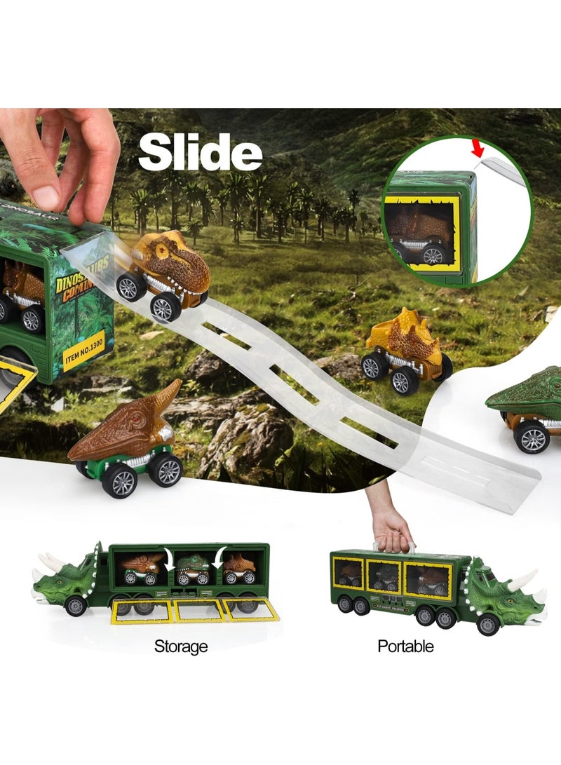 YelaJoy Dinosaur Toys for Kids 3-5 5-7, 21 Pack Dinosaur Truck with 6 Pull Back Dinosaur Cars and Dinosaur Figure, Toddler Toys for Boys and Girls, Dinosaur Transport Carrier Truck for Kids - Image 3