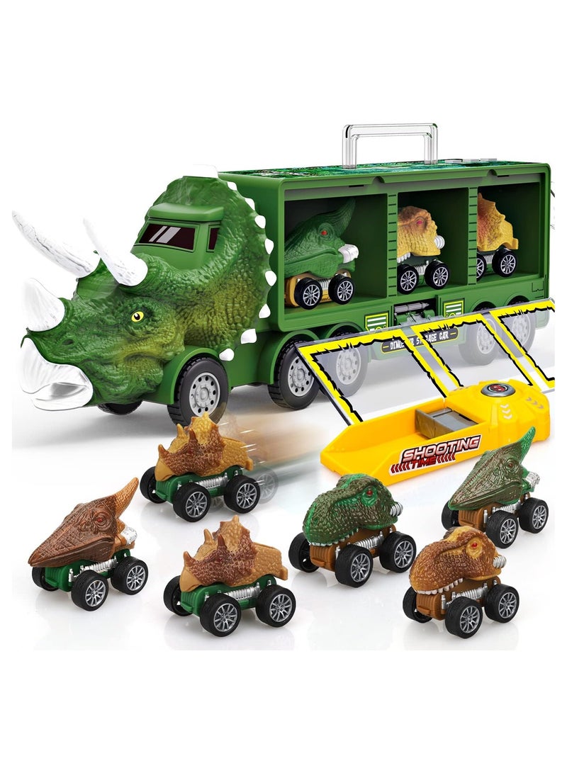 YelaJoy Dinosaur Toys for Kids 3-5 5-7, 21 Pack Dinosaur Truck with 6 Pull Back Dinosaur Cars and Dinosaur Figure, Toddler Toys for Boys and Girls, Dinosaur Transport Carrier Truck for Kids - Image 5