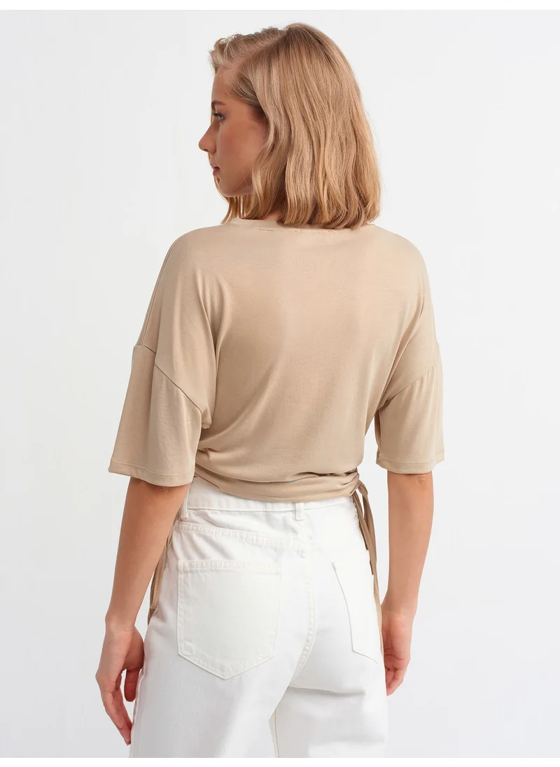 Dilvin 3790 T-shirt with side laces - Beige