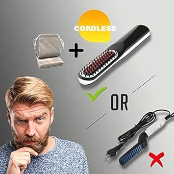 VIKICON مستقيم لحية للرجال مشط مستقيم للحية مع بطارية صغيرة الحجم إيقاف تلقائي مضاد للحروق للسفر المنزل المواعدة الاجتماعات التخييم إلخ - Image 2