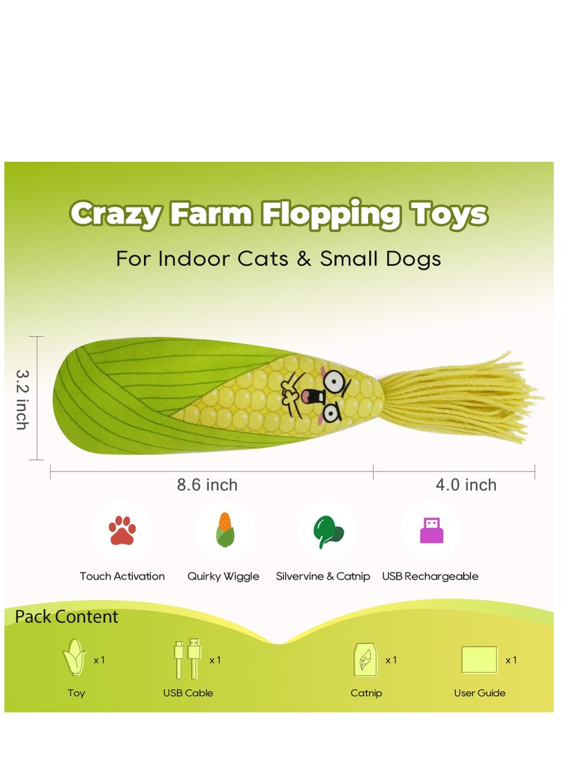 Generic - Cat Toys Flopping Corn with Silver Vine and Catnip Rechargeable Moving Cat Kicker Toy Floppy Wiggle Toys for Small Dogs Interactive Motion Kitten Kitty Exercise Toys - Image 1