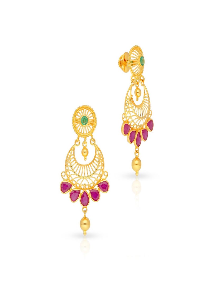 Malabar Gold and Diamonds 22 Carat 916 Purity Yellow Gemstone Earring PRGGEN049ER1Y for Women  - Image 1