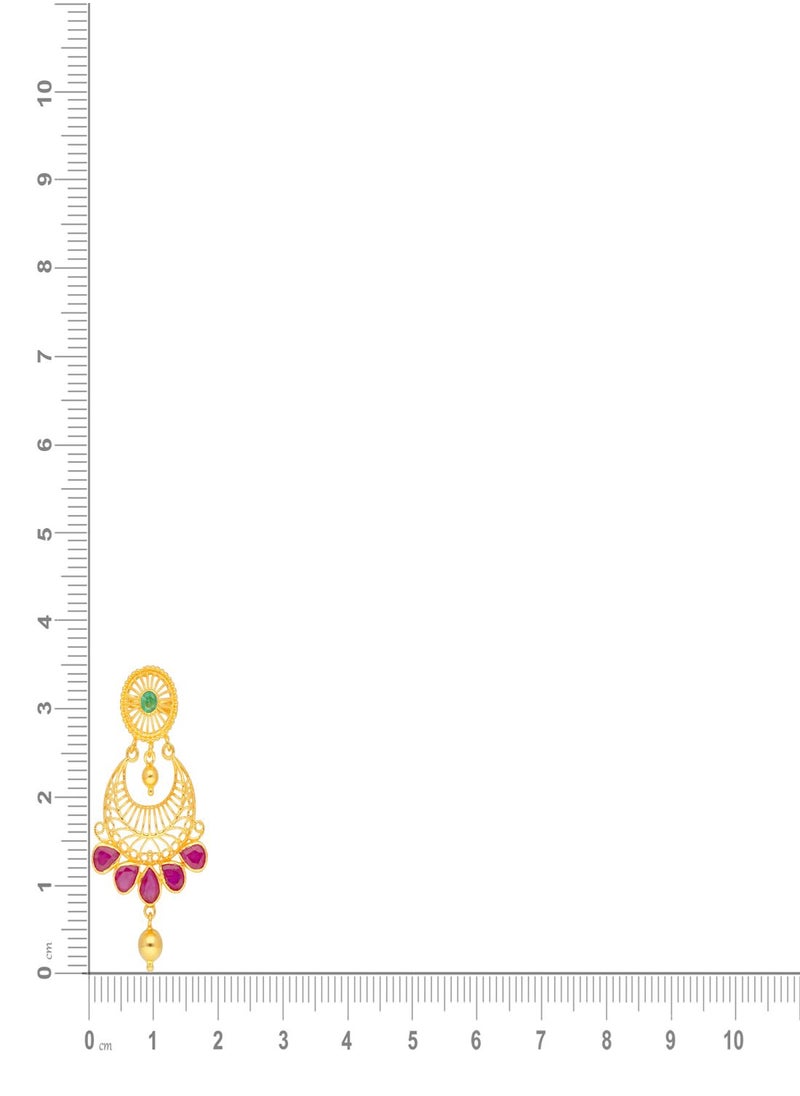 Malabar Gold and Diamonds 22 Carat 916 Purity Yellow Gemstone Earring PRGGEN049ER1Y for Women  - Image 3
