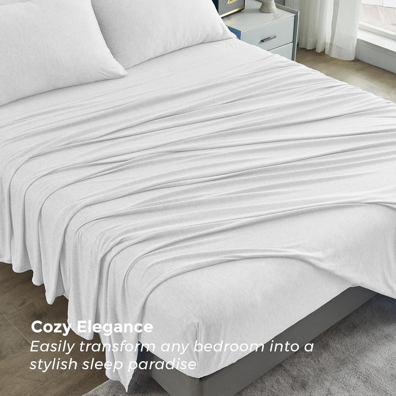 Pure Bedding Bed Sheets - Full Sheet Set [6-Piece, Heather White] - Hotel Luxury 1800 Brushed Microfiber - Soft and Breathable - Deep Pocket Fitted Sheet, Flat Sheet, Pillow Cases - Image 3