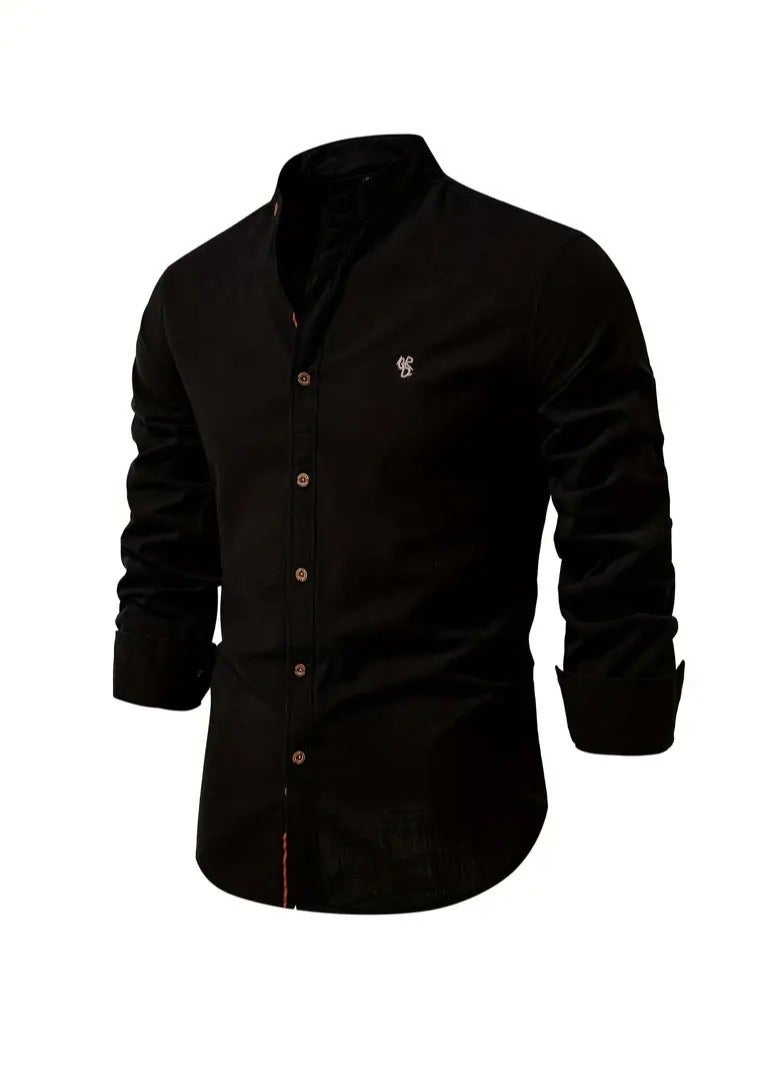 NIBEMINENT Spring and summer slim shirt men's cotton and linen casual Japanese style men's fashion business solid color long-sleeved shirt for men  - Image 1